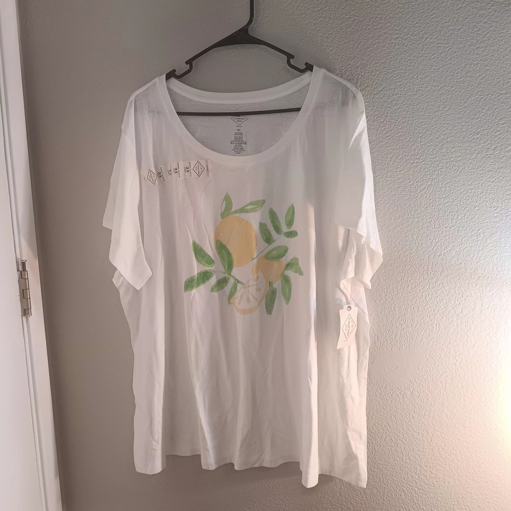 St. John's Bay White Lemon Print T-Shirt